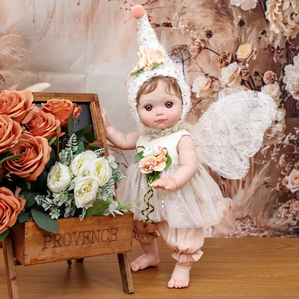Cloveray 18 นิ้วตุ๊กตาไวนิลที่สมจริง Elf ตุ๊กตาเด็กทารก Reborn Handmade คุณภาพสูงจําลองของเล่นปีก Fairy ตุ๊กตาเด็กของขวัญ