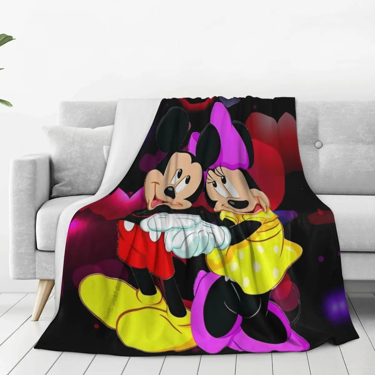 Animated Movie Mickey Minnie Flannel Blanket Soft Throw Blanket for Couch Bed Airplane Travel Comfortable Bedspread Sofa Bed