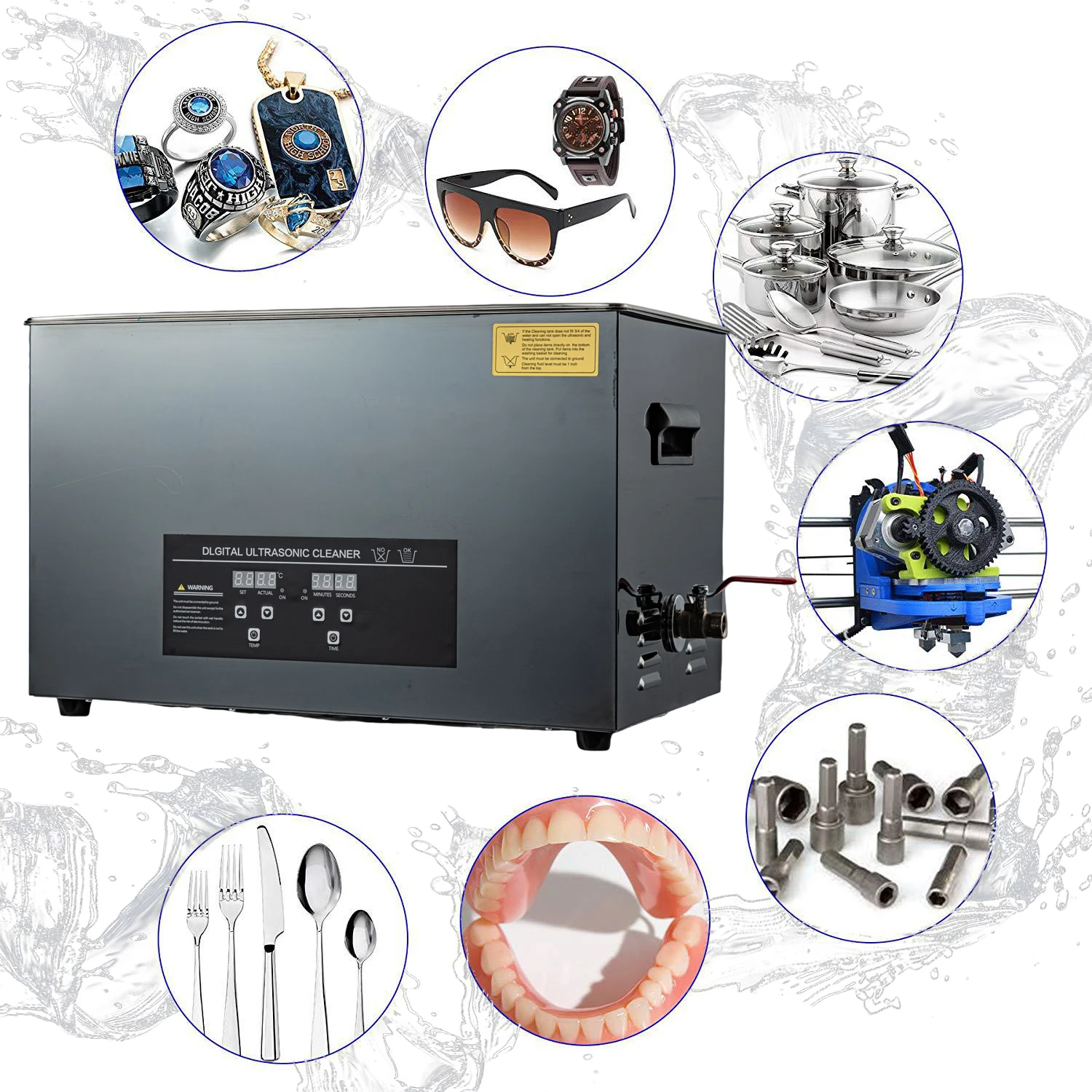 2L/3L/6L/10L/15L/30L Ultrasonic Cleaner Digital Heating Stainless Steel Ultrasound Cleaning Machine 40KHZ Home Appliance