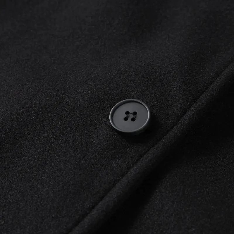 Dunkelblaue Wolljacke für Damen, 2025, Frühling, einreihig, Stehkragen, lockerer weiblicher Mantel, Bürodame, Straße, kurze Oberbekleidung, Tops – Detail 6