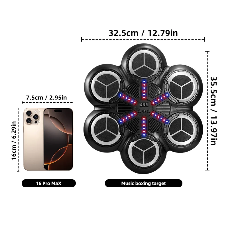 Zabawki dla dzieci Inteligentna 6-klawiszowa bokserska tarcza do treningu sensorycznego, zdolności reakcji, prędkości i rytmu, sprzęt sportowy, wbudowana akumulatorowa bateria 500 Mah, bezpłatny kabel ładujący typu C.