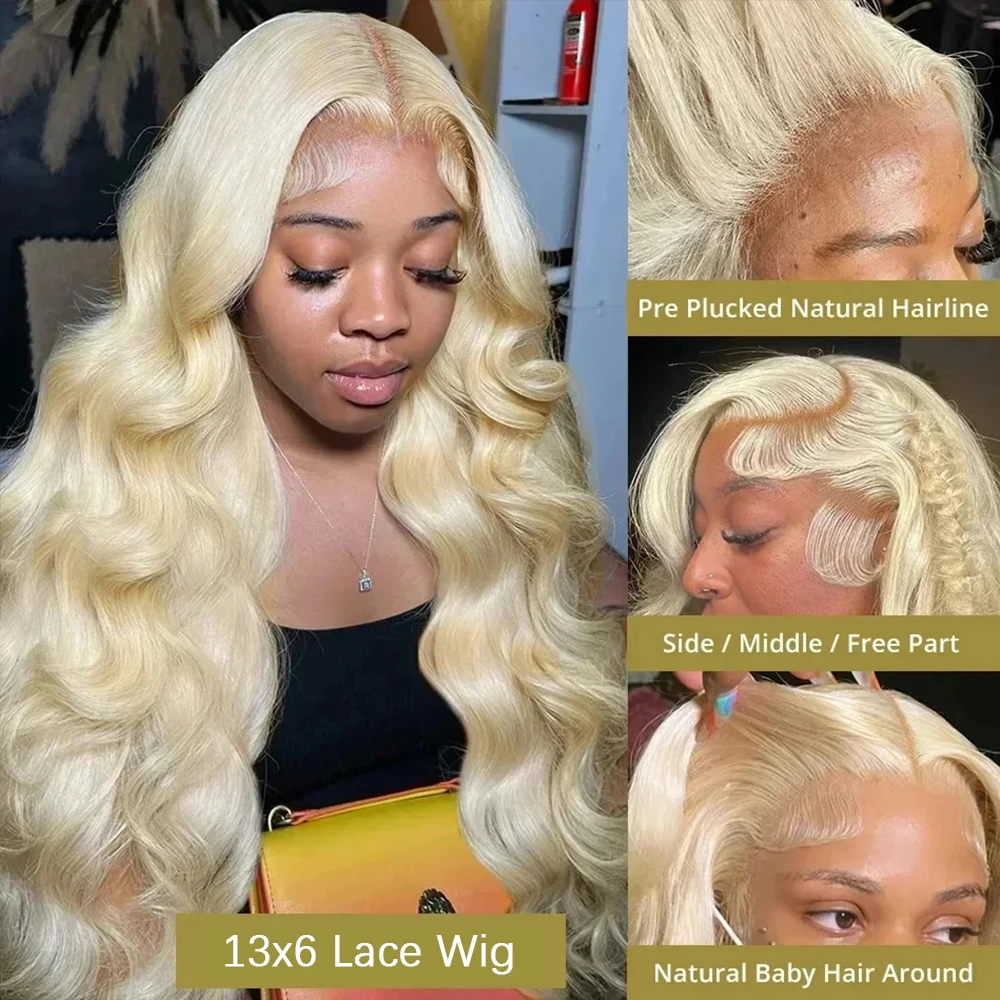 Blonde Body Wave Lace Front Wig 13x6 HD Transparent Lace 13x4 Human Hair Wig 613 Pre Plucked Full Frontal Wigs For Black Women image 2