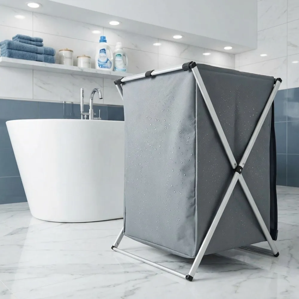 

Portable Double Layer Laundry Basket Foldable Waterproof Toy Organizer Dustproof Fabric Clothes Hamper Bedroom Use