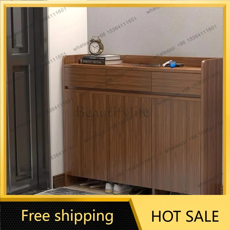 LJY Chinese Style Large Capacity Shoe Cabinet with Multiple Layers Rustic Entryway Storage Modern Nordic Design Hallway Shoe Rac