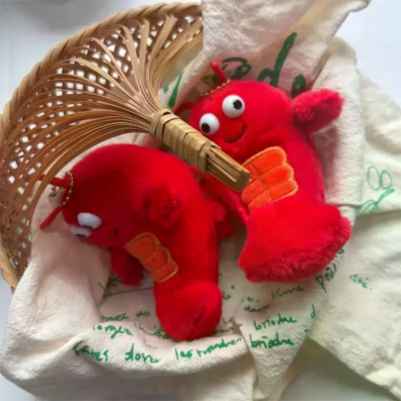 [JT] 1/2 szt. Uroczy, zabawny pluszowy brelok z homarem z mięśniami, symulacja jedzenia, wypchana lalka, zawieszka do plecaka, ozdoba do torby, prezent dla pary