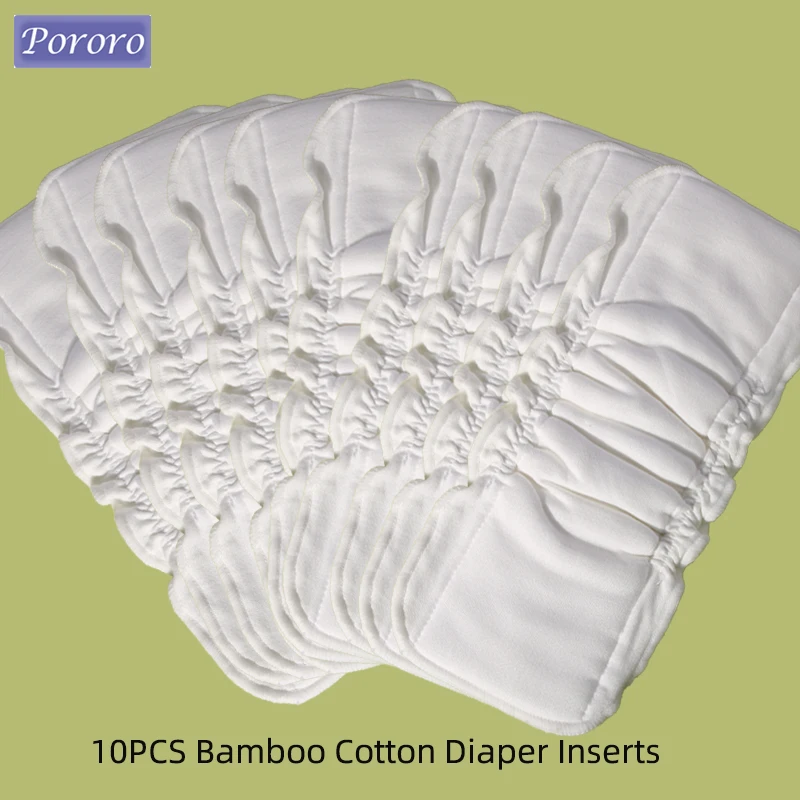 

Pororo Diaper Insert 10pcs Reusable Washable Inserts 5-Layer Bamboo Cotton Elastic Booster Liners for Pocket Cloth Nappy Diaper