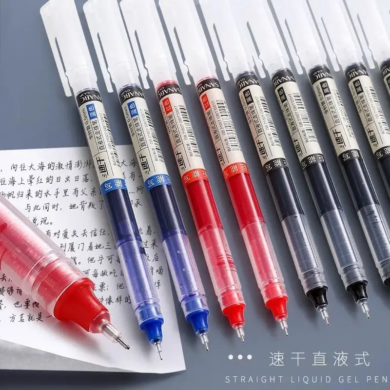 

50PCS Direct liquid quick drying ball pen 0.5mm needle tip neutral pen examination carbon pen business signature pen