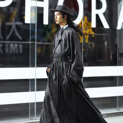 Vestido de tecelagem com gola redonda para estudantes, preto hanfu, vestido tradicional para performance diária, classe chinês, primavera e verão