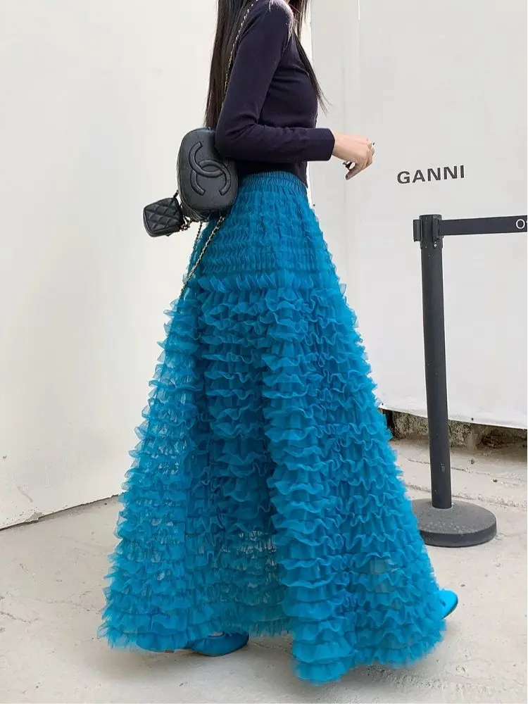 

Женская пышная юбка-баллон с рюшами и эластичной талией, белая/черная, А-силуэт, длинная юбка в стиле принцессы BA430