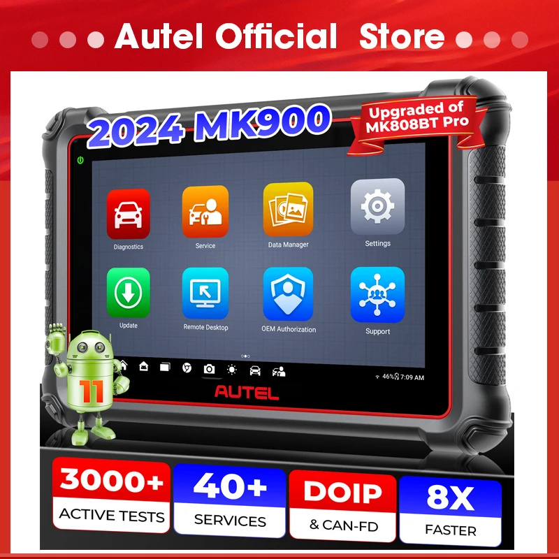 Autel MaxiCOM MK900 OBD2 Scanner Code Reader DoIP CAN FD Active Test Car Diagnostic Tool Code Reader OBDII Key Coding PK MX808S