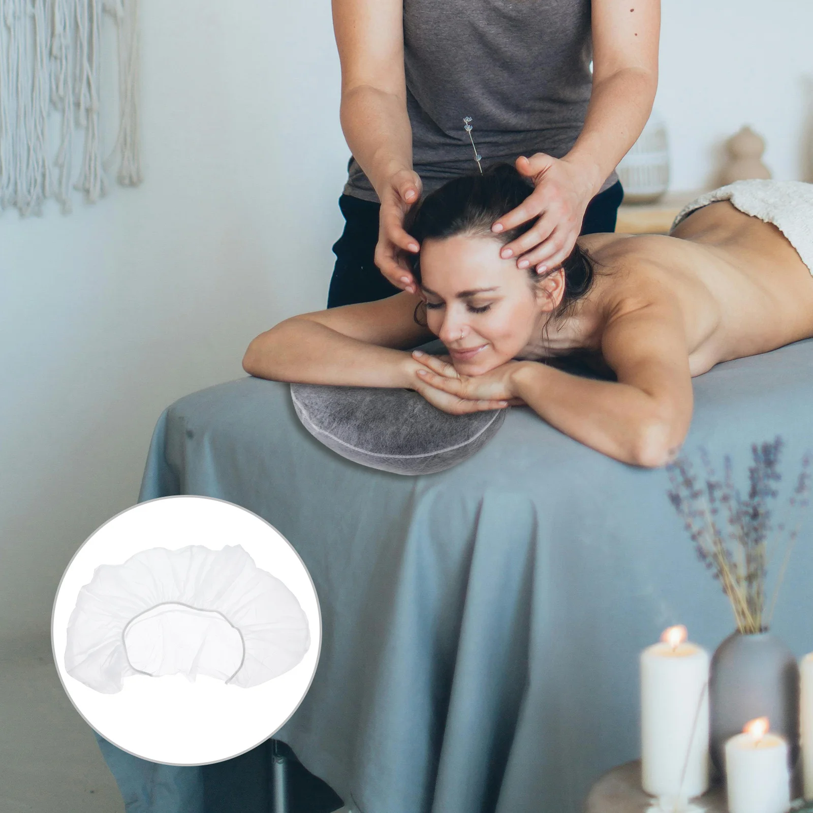 

50 шт. нетканые чехлы на подголовники массажного стола, эластичные U-образные наволочки для салонов красоты, спа, массажная наволочка для кровати