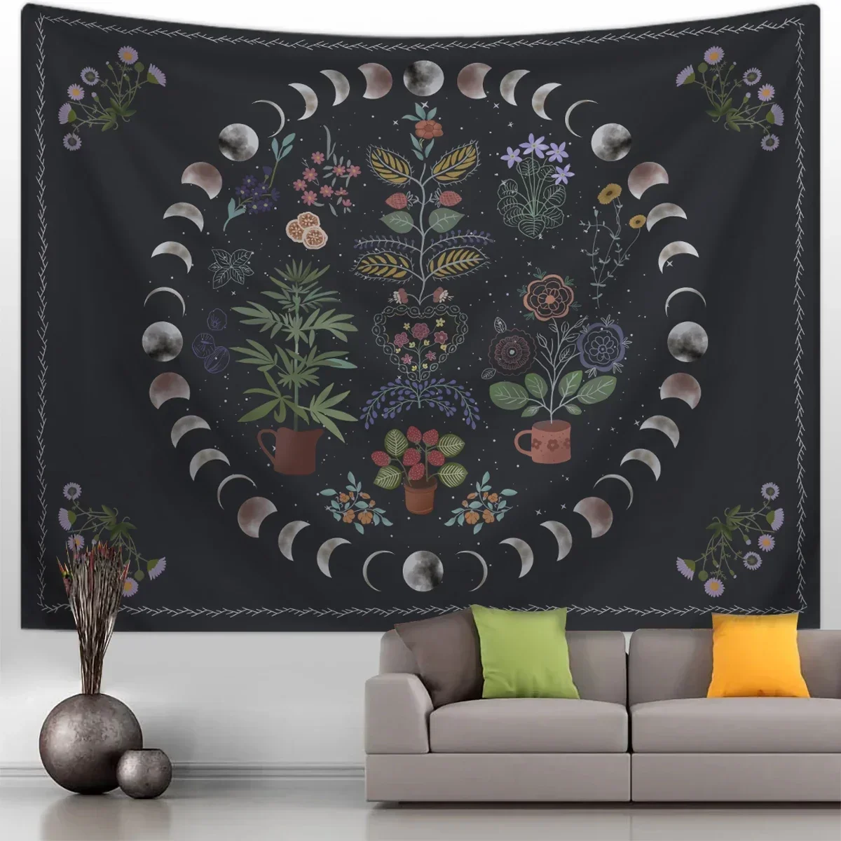 1pc Bohemian tapestry, moon phase sun tapestry, tarot card geometric tapestry, room decoration wall hanging