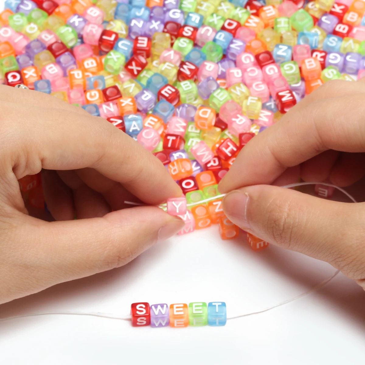 1/2bags/set 30pcs/bag 6mm Acrylic Loose Square Letter Beads DIY Cube Bracelet Necklace Materials Jewelry Making Accessories