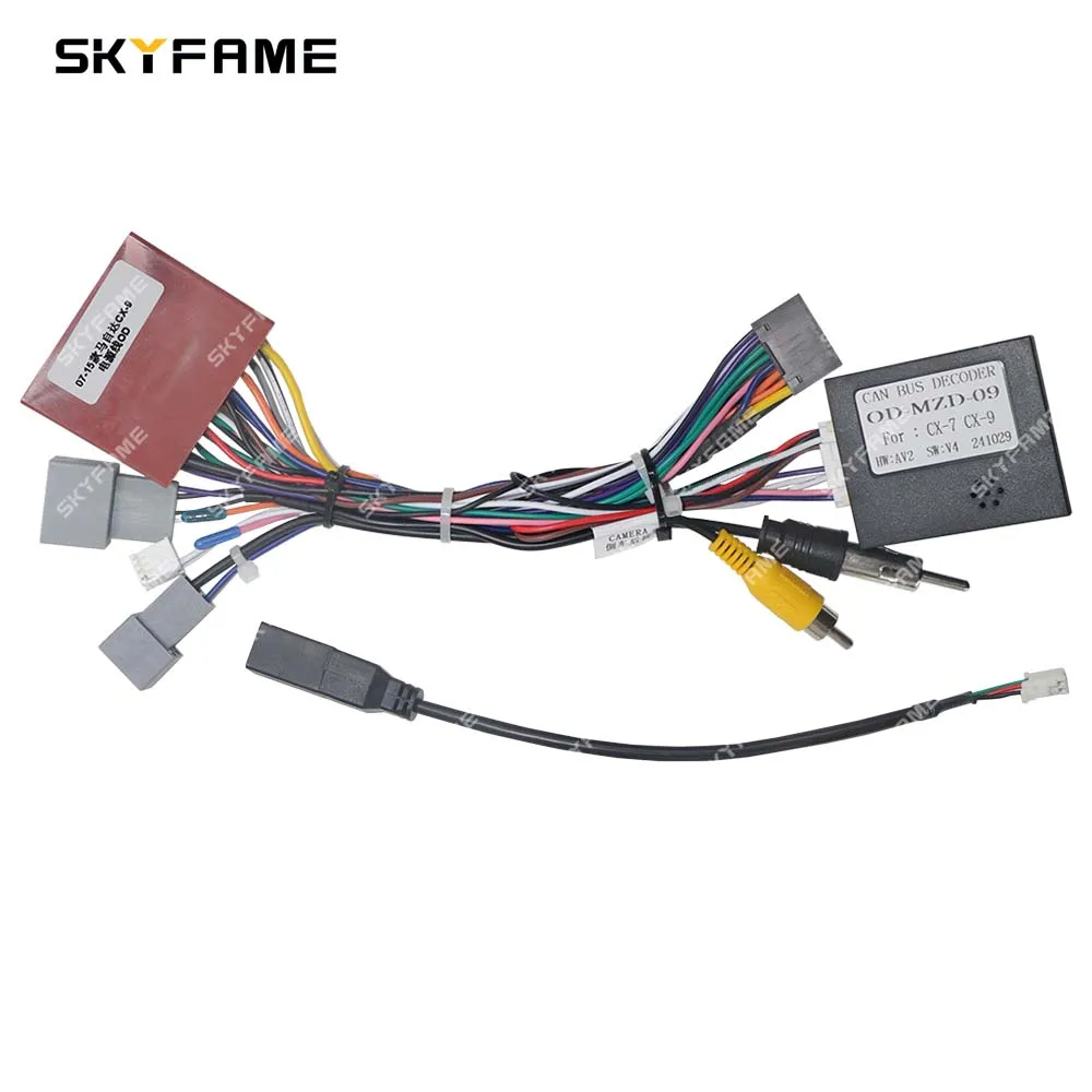 SKYFAME Car Android 16pin Wiring Harness Cable With Canbus Box Adapter Decoder For Mazda CX-7 CX-9 CX7 CX9 OD-MZD-09