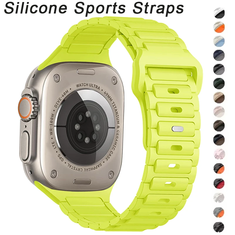 Silicone Strap for Apple Watch Band Ultra 2 49mm 45mm 44mm 42mm 41mm 40mm Soft Wristband Iwatch Series 9 8 7 6 SE 5 4 3 Bracelet