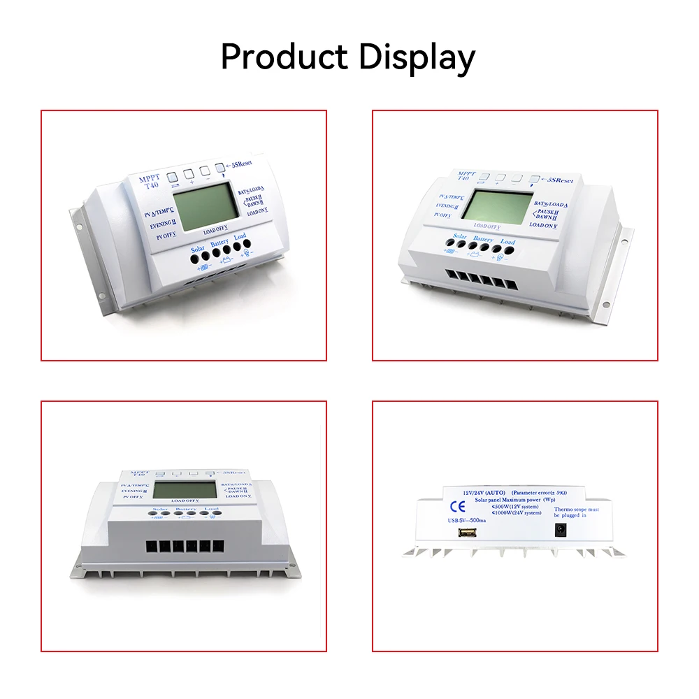 40A 20A MPPT 12V/24V Panel słoneczny Regulator akumulatora Kontroler ładowania dla systemu oświetlenia Obciążenie światła i sterowanie czasowe