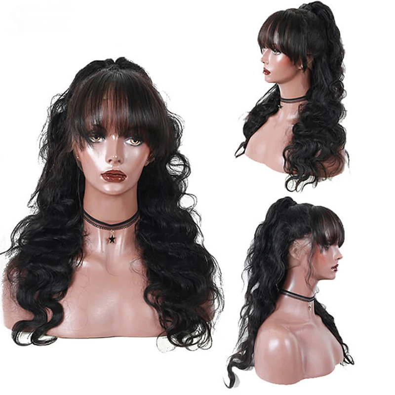 

Body Wave Lace Front Wig Human Hair Wigs With Bangs 13x6 Lace Frontal Wig Pre Plucked Cheap Hair Glueless Wigs On Sale Clearance