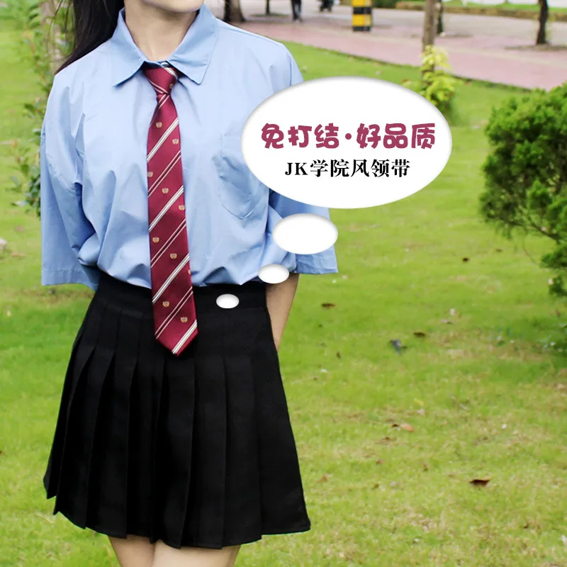 

Free Knot Lazy Short Zipper Tie for Women JK Uniform Accessories Korean Narrow Japanese Academy Style Black Tie for Men