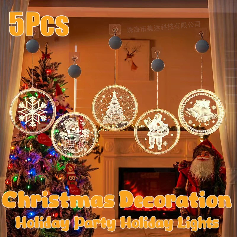 

New Christmas Decoratives Lights Neon LED Strings 3D Letters Suction Cups Hanging Acrylic Pendants Room Atmosphere Colored Lamps