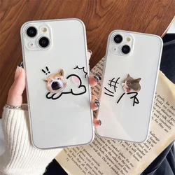 Funny Cat Dog Clear Paired Phone Case for iPhone 16 13 15 12 11 14 Pro Max 13Mini 7 8 14 Plus SE3 Cartoon Couple Covers Fundas