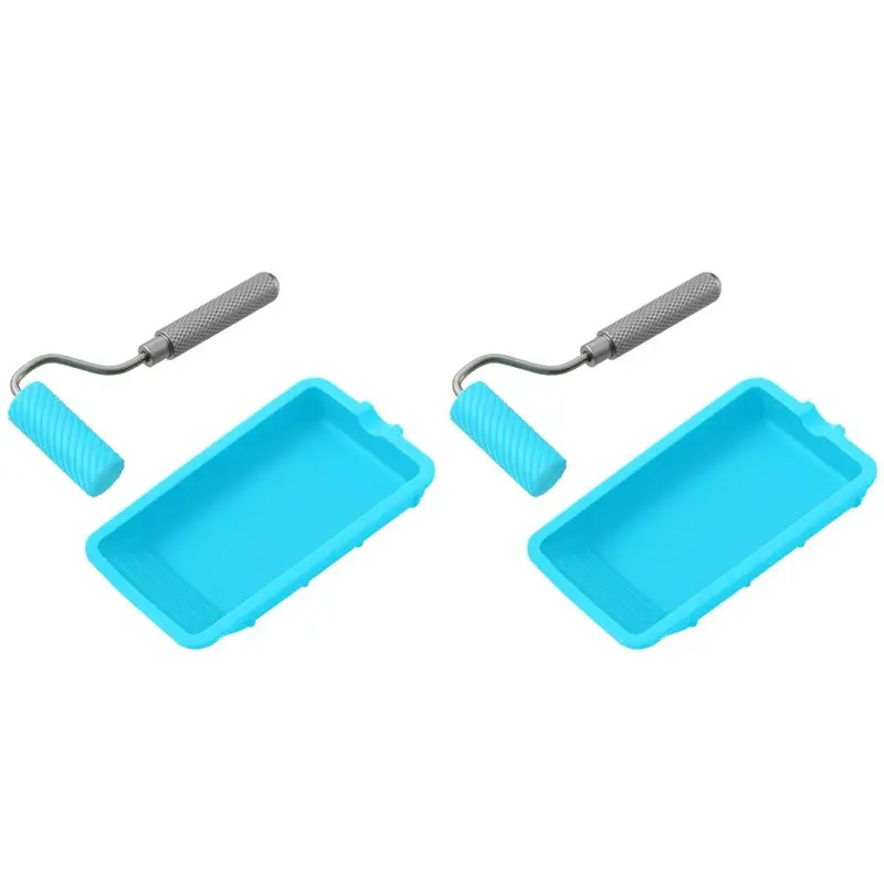 AT29-4X Silicone Glue Roller With Tray 48Mmx20mm Roller Handle For Arts Crafts Woodworking Glue Up Projects