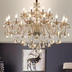 Unique Chandelier Lighting For Living Room Bedroom Cognac Color K9 Crystal Luxury Modern Lamp Fixture
