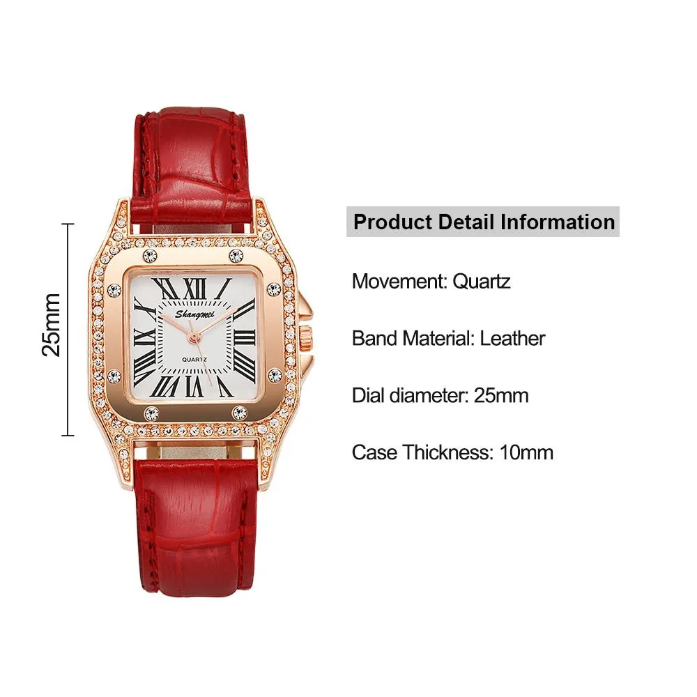 ساعة نسائية رائعة من جلد البولي يوريثان باللون الأسود والأبيض والوردي والأحمر بتصميم بسيط كوارتز وحزام جلدي وساعات هدية #6