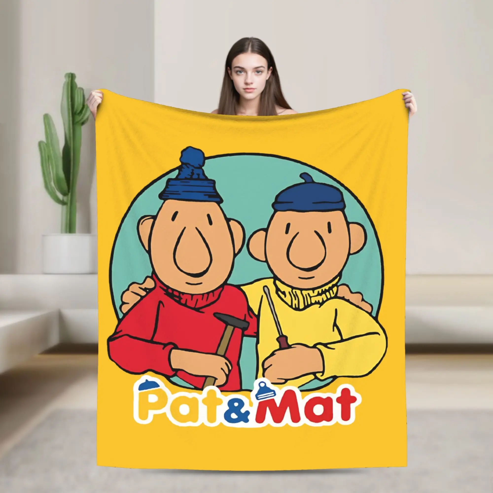 

Pat and Mat Flannel Blankets Cartoon Fashion Throw Blankets for Sofa Bedding Lounge 200x150cm Rug Piece,