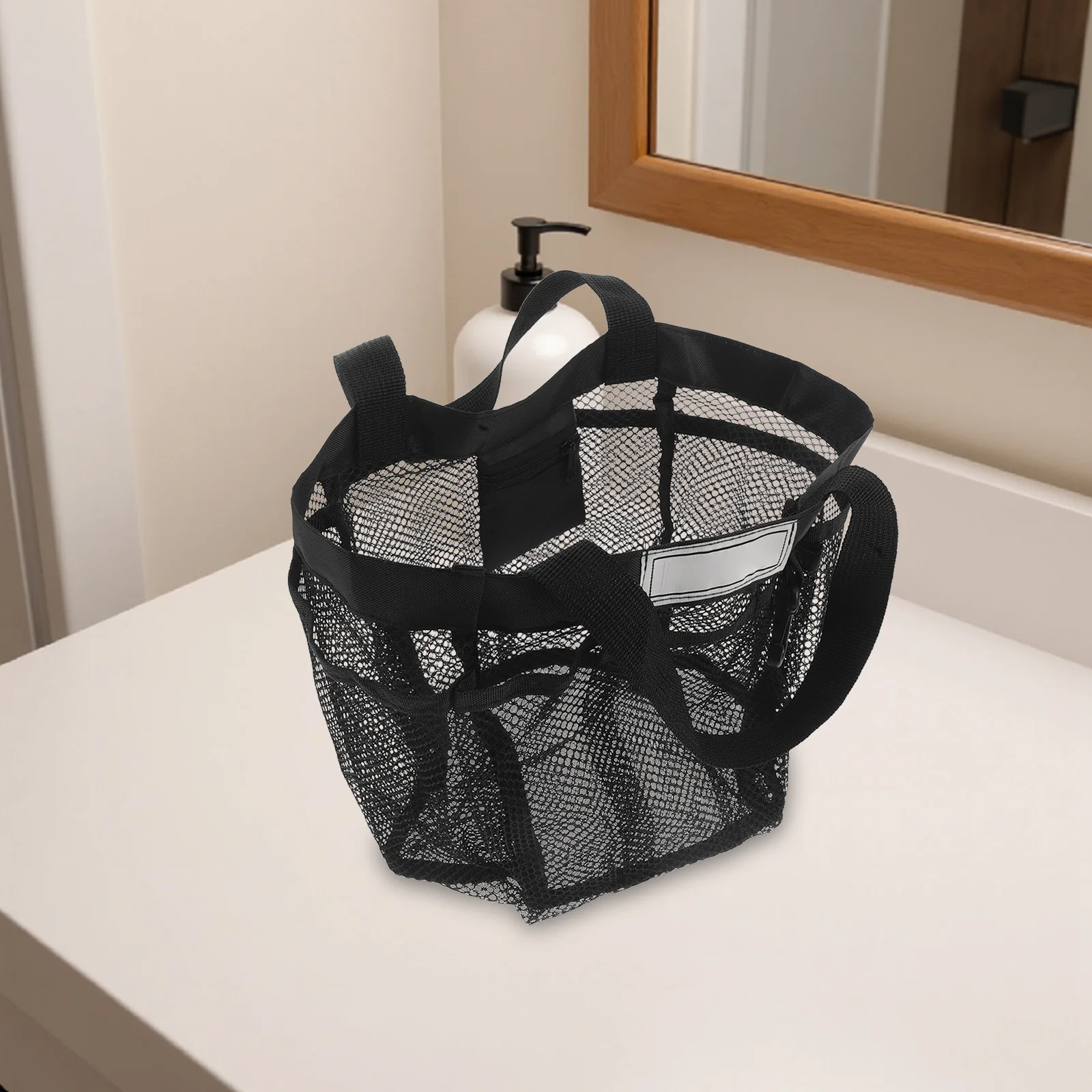Mesh Shower Bag Portable Tote 8 Hanging Pockets Quick-Dry Toiletry Organizer Gym Dorm Travel Camping Beach Storage