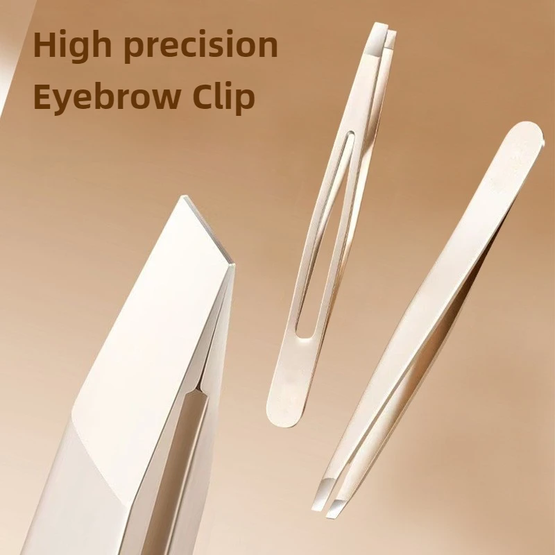 Stainless Steel Precision Tweezers for Eyebrows, Eyelashes, Beard & Mustache High-Accuracy Round Head, Seamless Clamping