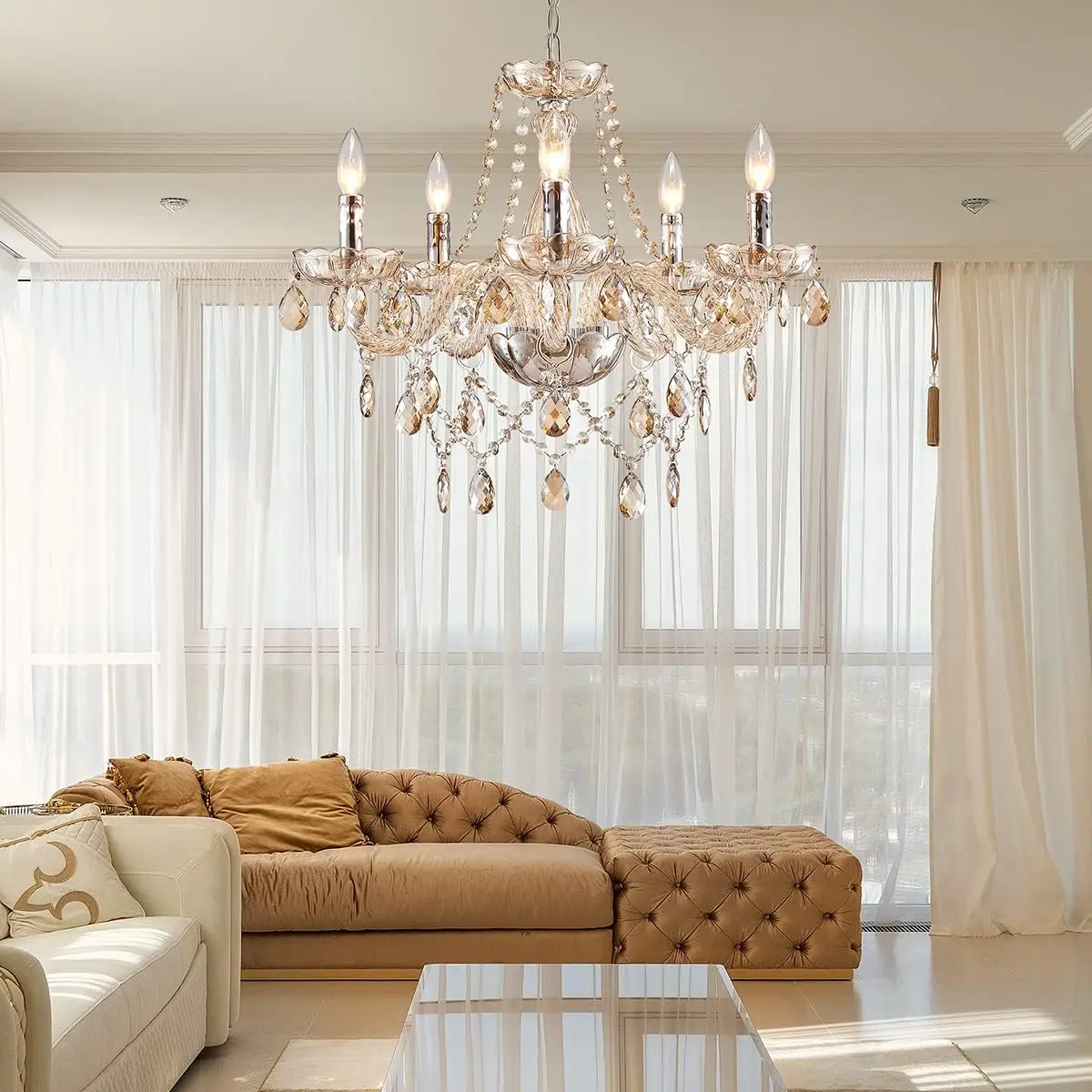 Imagem -02 - Europa Luxury Chandelier Lights Crystal Chandeliers Home Decor Loft Living Sala de Jantar Cozinha Pingente Luminária Interior