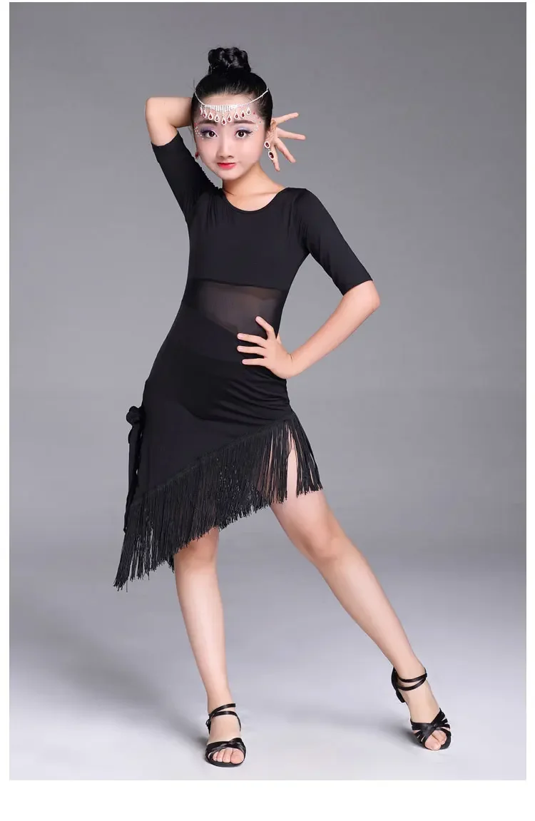 Vestido de baile latino para niña, falda moderna para Salsa, Tango, baile de salón, ropa de baile de competición para niños, disfraces de baile para niños