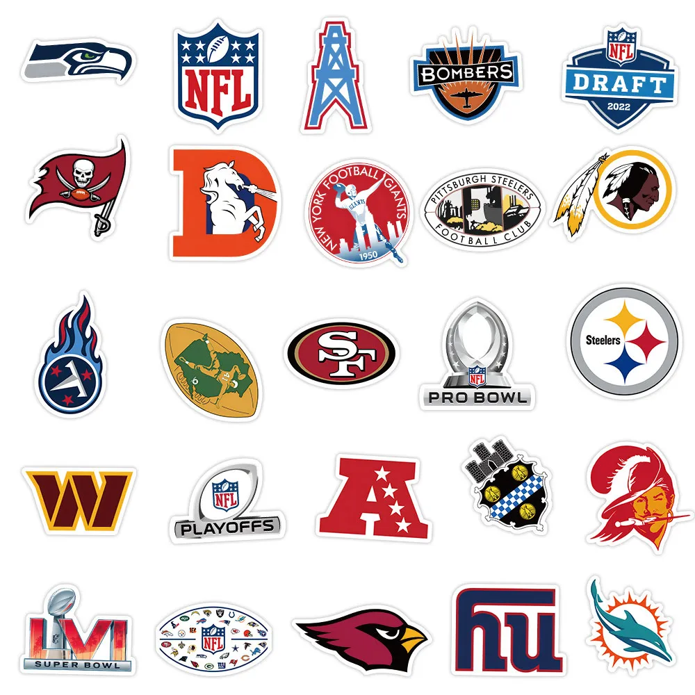 10/50PCS NFL Rugby American Football Clipart Stickers DIY Decal For Laptop Guitar Luggage Decorative Bottles Graffiti Waterproof