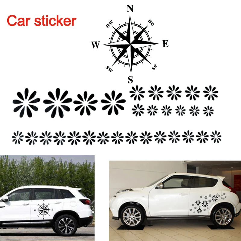 

1 PC 50 x 50CM PVC Car Body Sticker Black Compass Totem Car Body Door Hood Spare Stickers Car Accessories