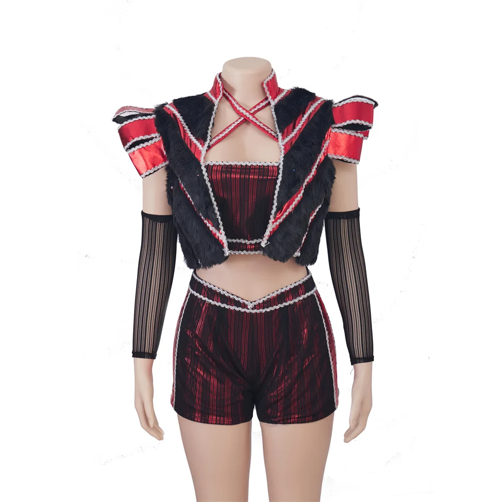 زي تنكري آن أوف كليفز من ستة الموسيقى ، فستان أحمر مثير ، شورت قصير موسيقي ، ملابس برودواي للأداء المسرحي