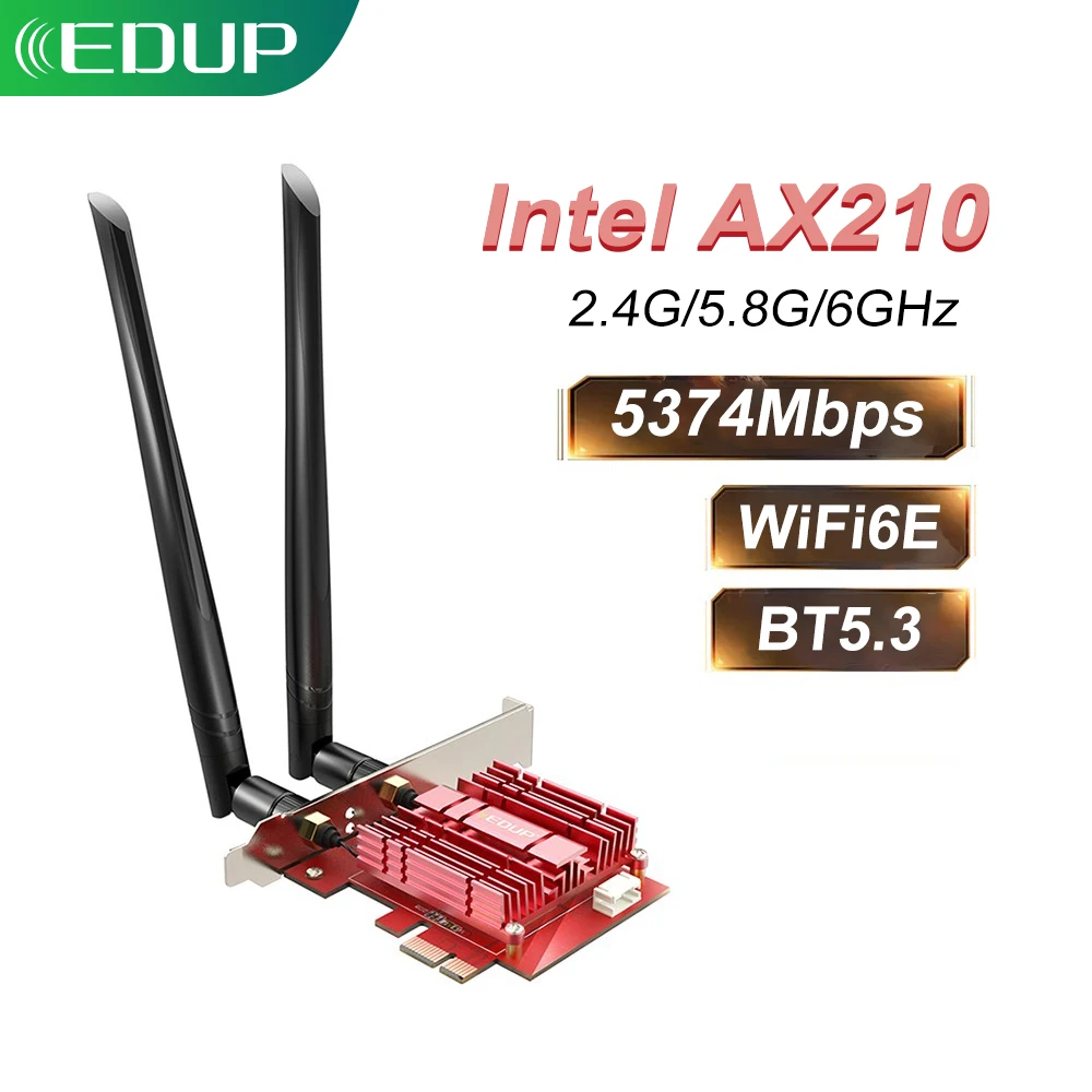 EDUP WiFi6E WiFi Adapter PCIE WiFi Bluetooth 5.3 Wireless Network Card Gaming Wireless PCIe Card 2.4G/5.8G/6GHz High Speed WiFi