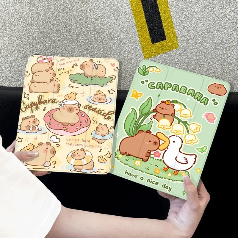 

Smart Stand Case Cover for IPad 10 Case IPad 10th Gen Air 4/5 10.9 Pro11 2020 IPad 10.2 Case 8/9th Generation Friendly Capybara
