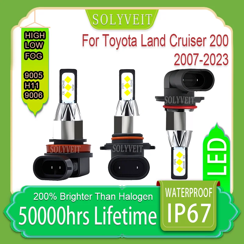 

100% Plug and Play 9005 H11 9006 Headlight fog LED For Toyota Land Cruiser 200 2007 2008 2009 2010 2011 2012 2013 2014-2023