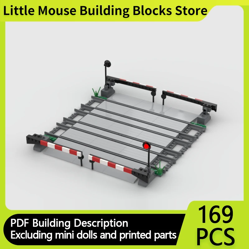 

City Street View Model MOC Building Bricks Big Railroad Crossing Modular Technology Gifts Holiday Assemble Children Toys Suit