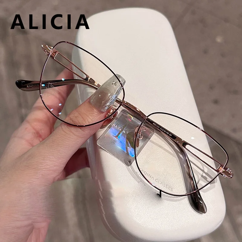 

ALICIA Роскошные новые модные очки «кошачий глаз» с бабочкой, ультра легкие очки из сплава, оптические оправы по рецепту для мужчин и женщин