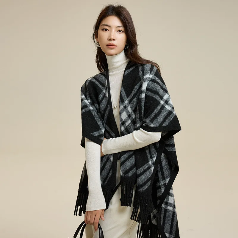 NEW British style premium wool plaid scarf for women in winter, versatile and warm scarf, versatile to wear, flowing Su shawl