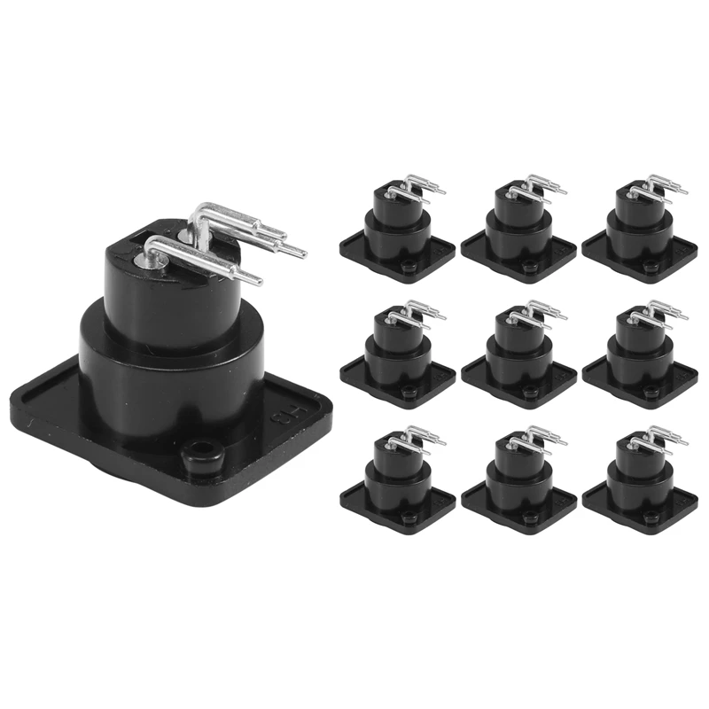 10pcs Black XLR 3pin Female Jack Panel Mount Chassis PCB Socket Connector