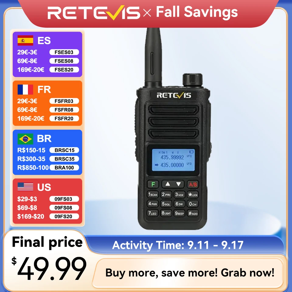 Retevis RA89 10W Walkie Talkie Lange afstand communicatie Radio Walkie-talkie Ham Tweerichtingsradio Communicator FM VHF UHF Waterdicht