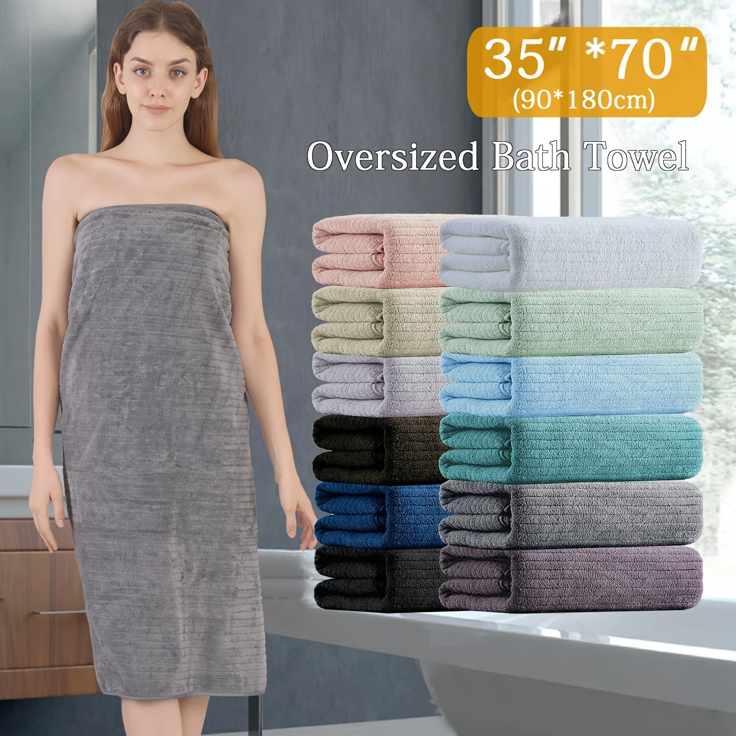 

4 Pack Oversized Bath Towels Set, 35"x70" Extra Large Towel Microfiber Absorbent XL Bath Sheet Super Soft Bathroom Towels Set Qu