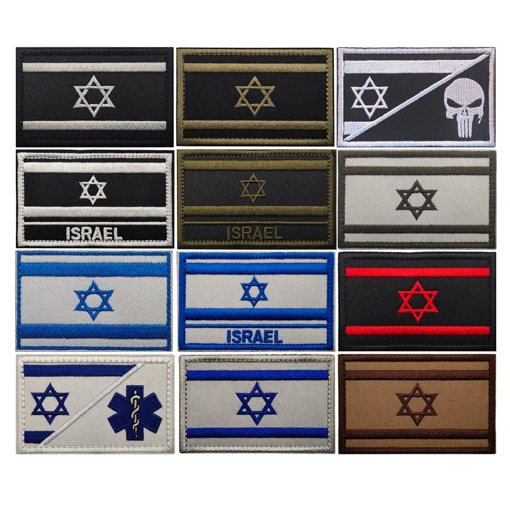 Colors Embroidery Country Flag Of Israel Patch Sew-on Shoulder Israel Shoulder Unifrom Isreal Punisher Skull Patch