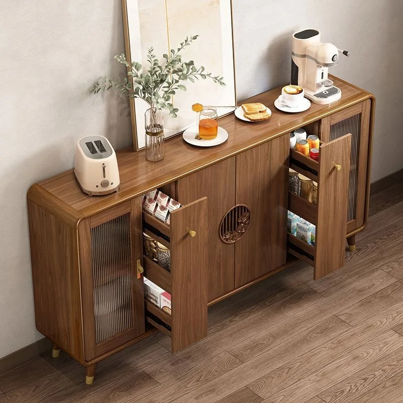

New Chinese-style dining side , solid wood frame , locker, wine integrated side , living room against the wall cabinet