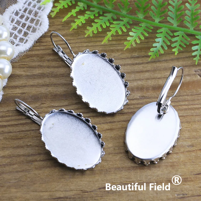 

Stainless Steel 10pcs Fit 18x25mm Crown Oval Cabochon Earring Hooks Ear Setting Cameo Base Blank Tray Do Not Fade