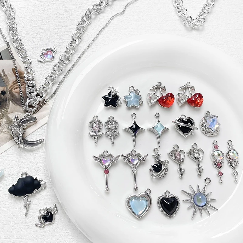 6 sztuk słodki fajny stop miłość gwiazda wiśnia wisiorek Diy ręcznie robiona biżuteria bransoletka naszyjnik zroszony akcesoria Charms