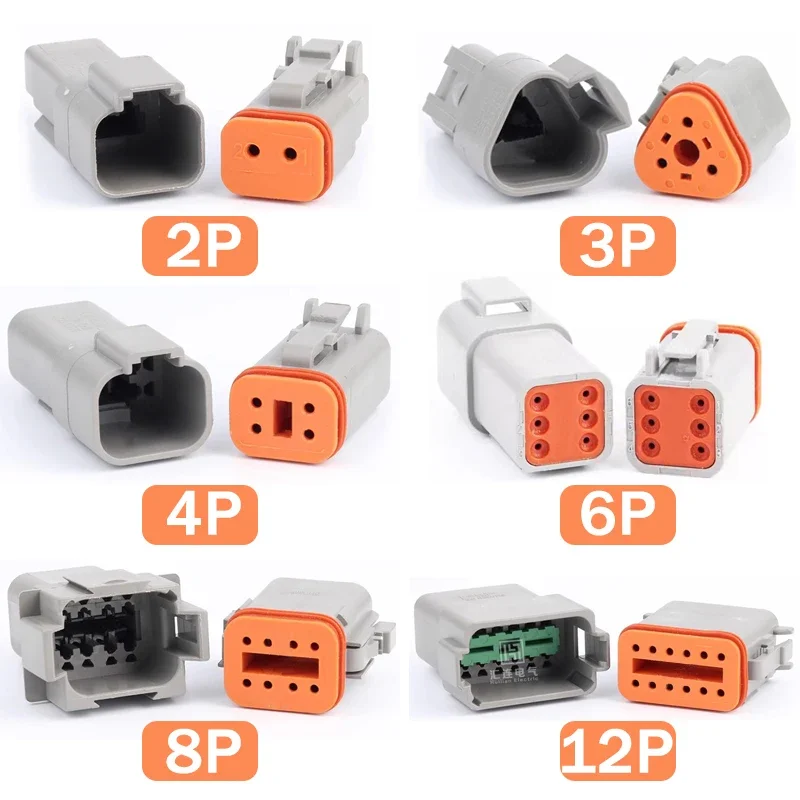 2/3/4/6/8/12Pin Deutsch Type DT Connector Plug-In With Fixed Flange DTM/DTP Waterproof Wire Automotive Connector