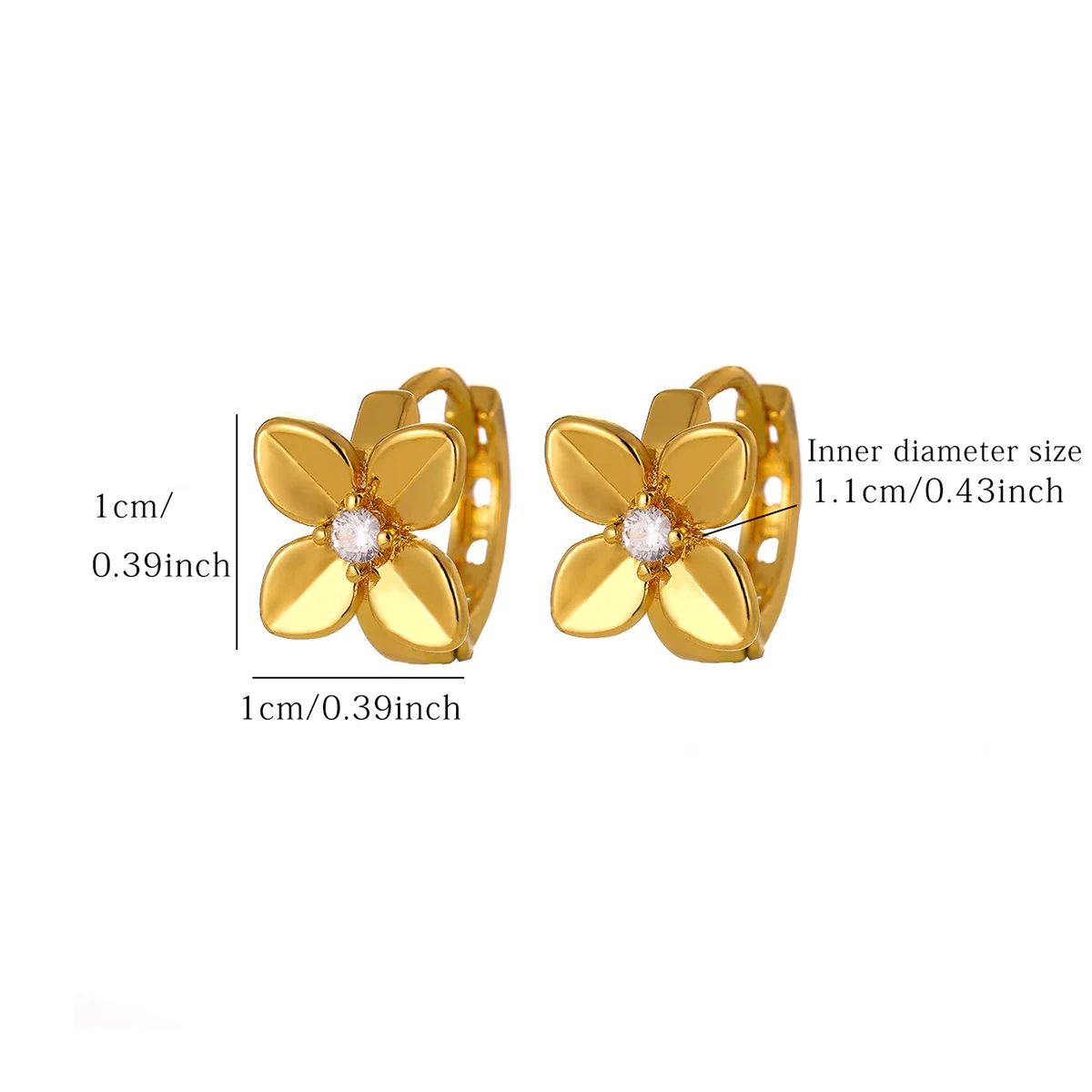 Exquisite Flower Zircon Hoop Earring for Women Gold Color Stainless Steel Daily Earrings Fashion Jewelry Mother's Day Gift